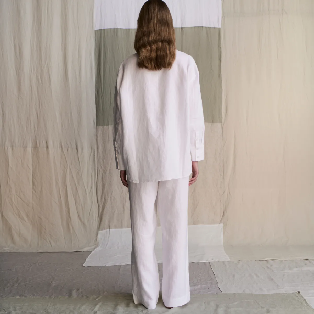 100% Linen Wide Leg Pants in White