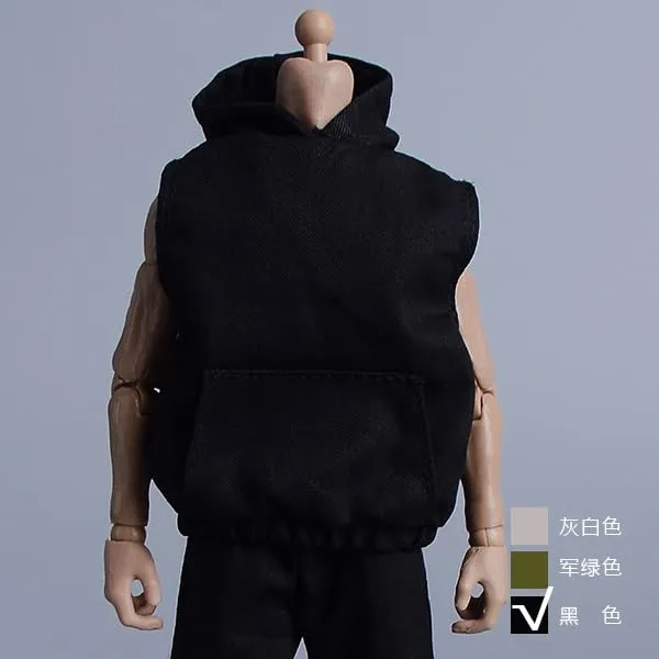 1/12 Scale Figure Doll Clothes: Sleeveless Hoodie Long Pants Set Collectible