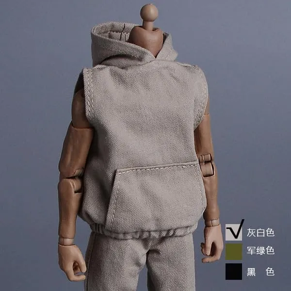 1/12 Scale Figure Doll Clothes: Sleeveless Hoodie Long Pants Set Collectible