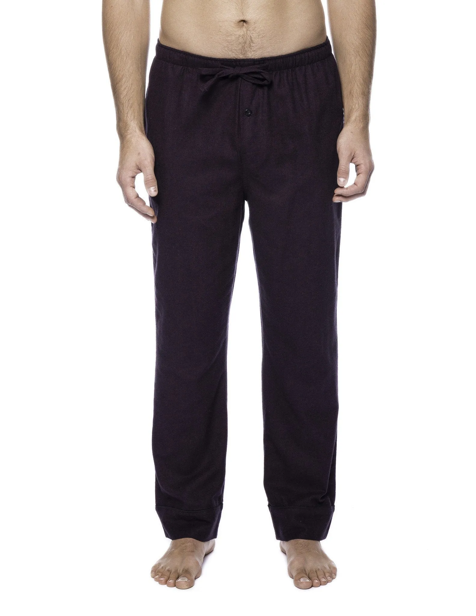 2-Pack Men's 100% Cotton Flannel Lounge Pants (Herringbone Blue/Fig-Black)