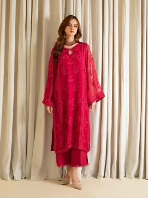 2 Piece - Embroidered Chiffon Suit S109859