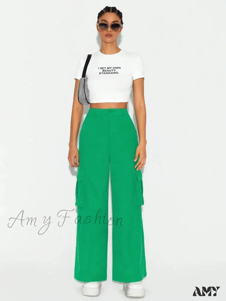 Amy Fashion - JADE BREYON Flap Pocket Side Cargo Pants