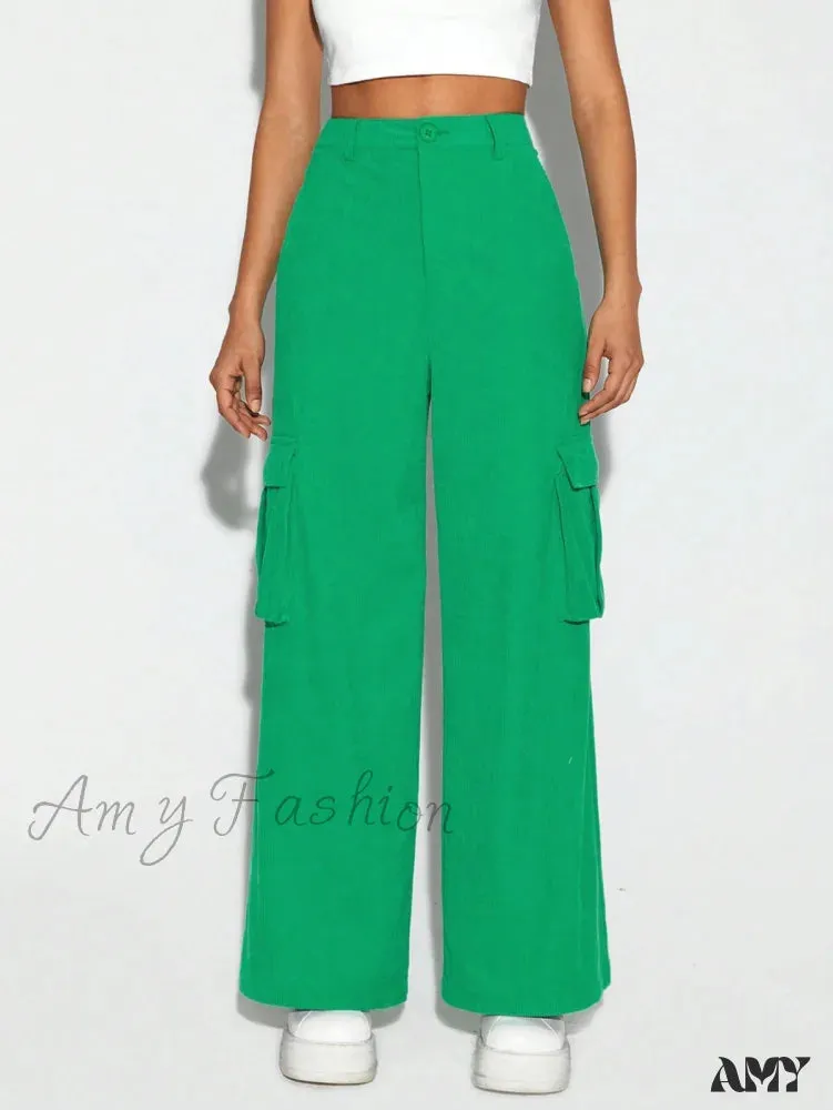 Amy Fashion - JADE BREYON Flap Pocket Side Cargo Pants