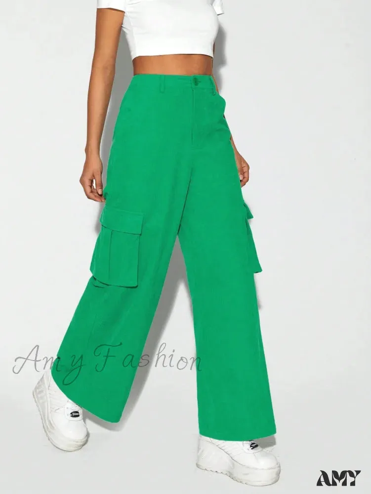 Amy Fashion - JADE BREYON Flap Pocket Side Cargo Pants