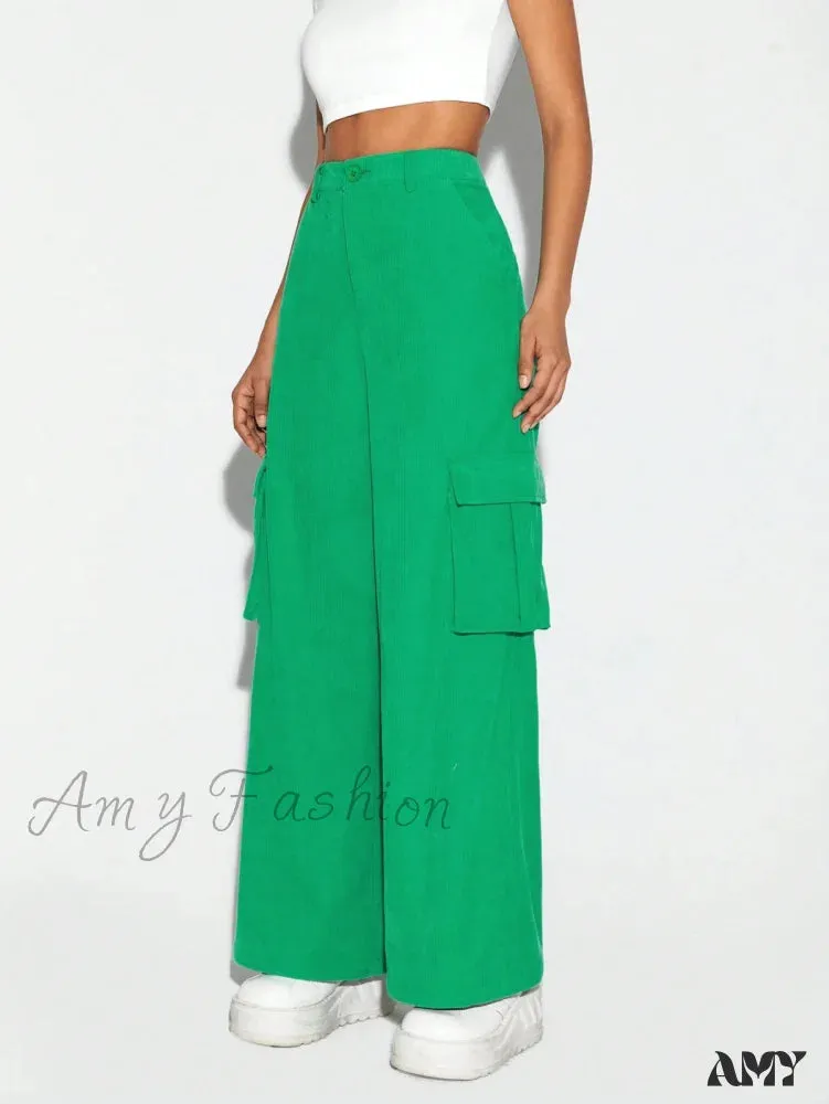 Amy Fashion - JADE BREYON Flap Pocket Side Cargo Pants