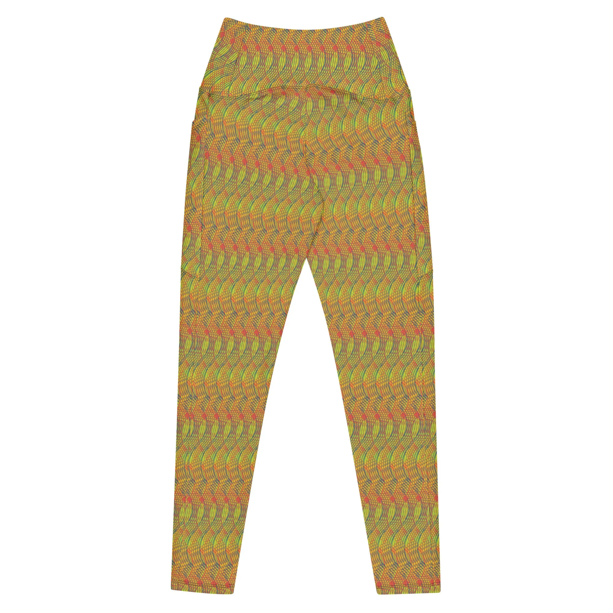 Arc Sereis- Spiral Graphic, orange & green Leggings with pockets