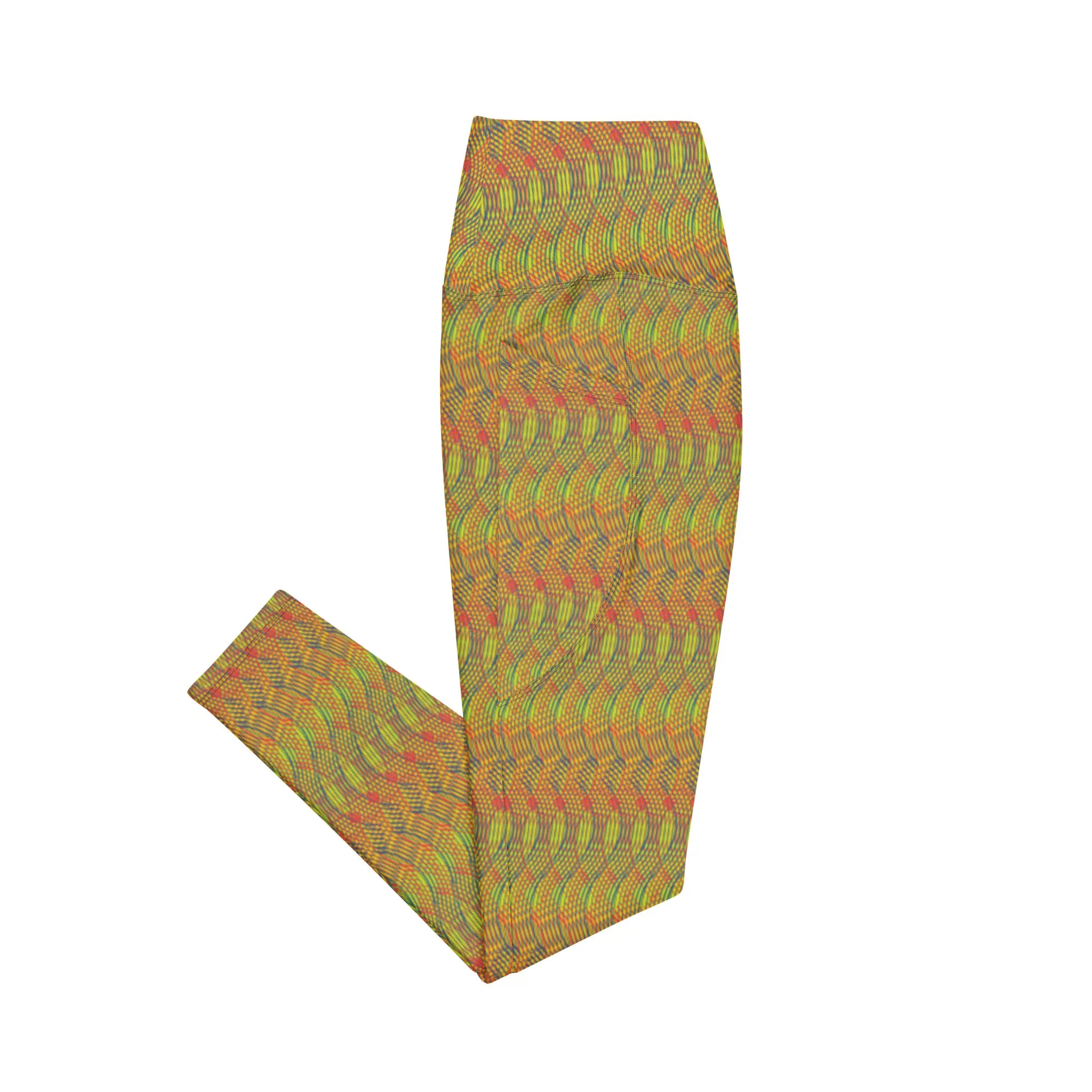 Arc Sereis- Spiral Graphic, orange & green Leggings with pockets