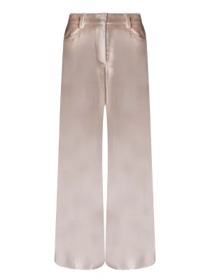 Beige Velvet Wide Pants