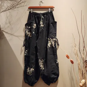 Black Fern Drawstring Comfy Pants