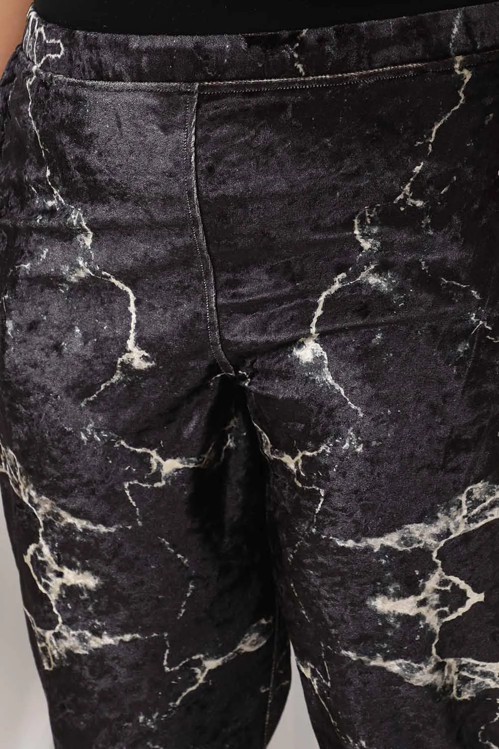 Black Marble Velvet Pant