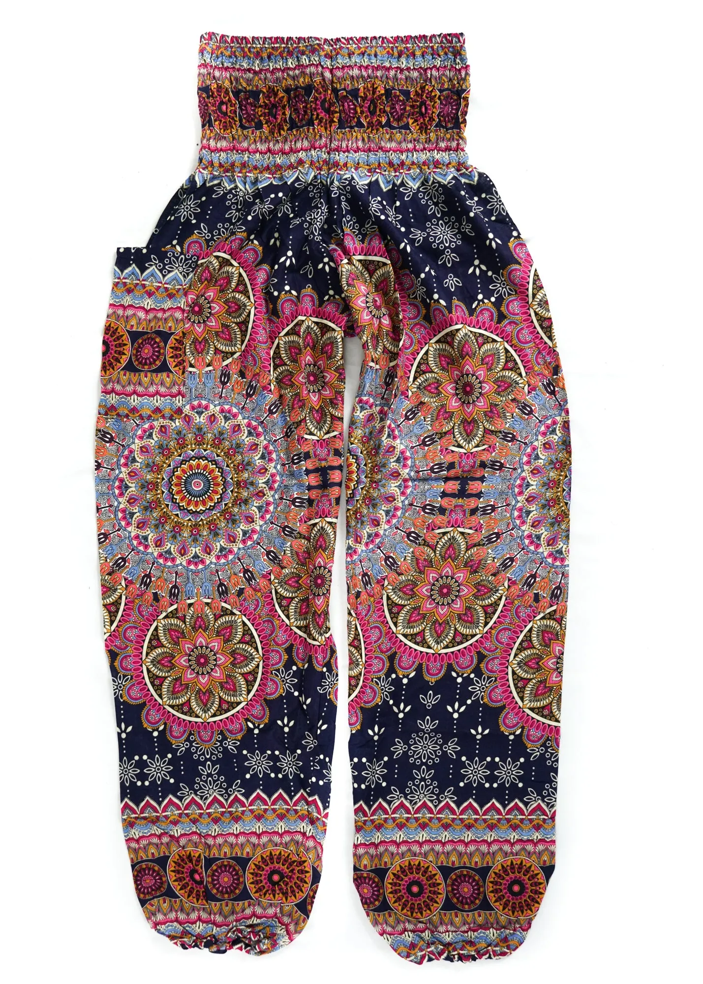 Black Pink Lotus Chakra Floral Harem Pants