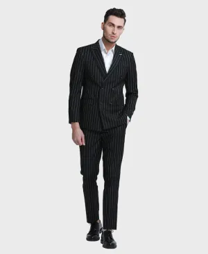 Black Pinstripe Double Breasted Suit