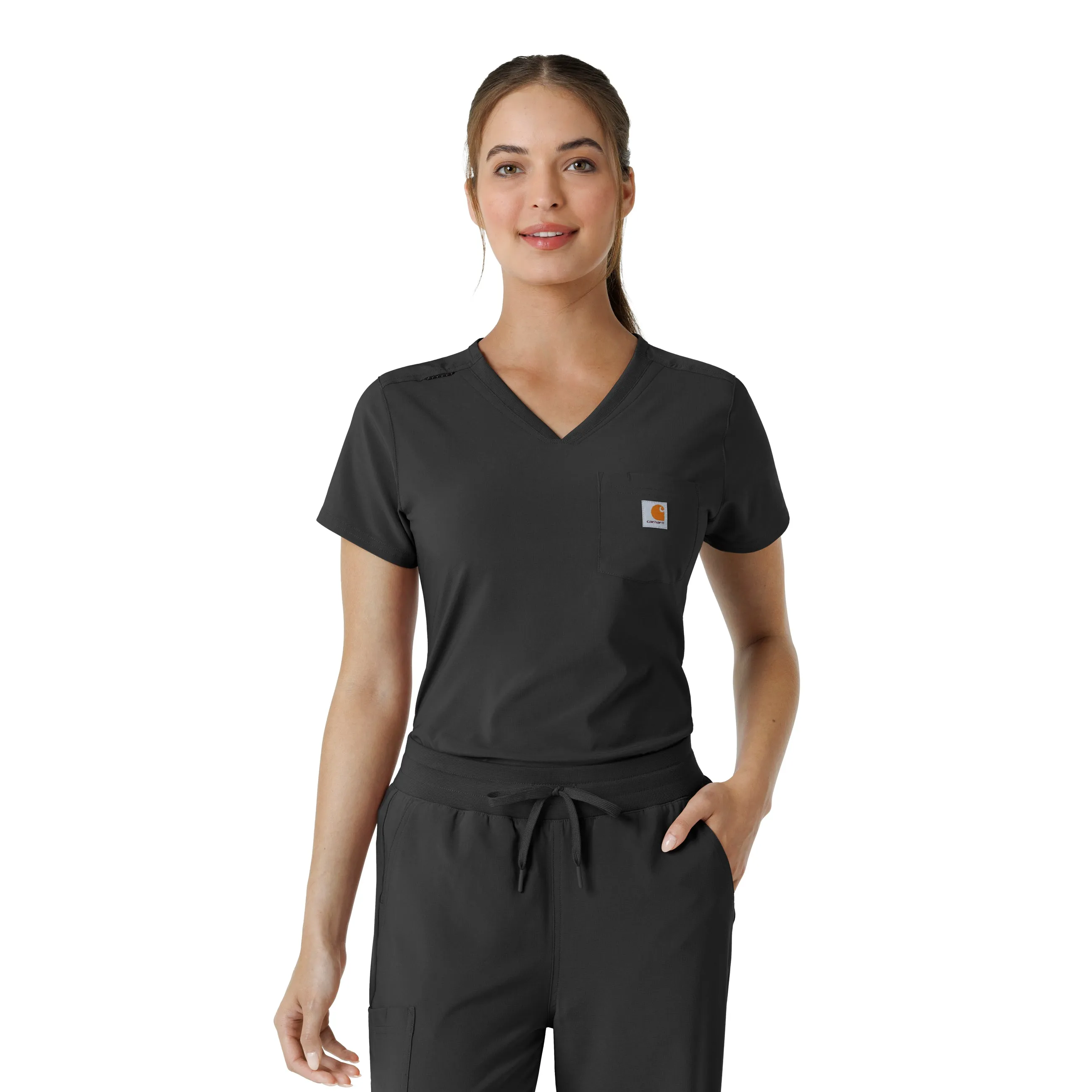 Carhartt Force Cross-Flex Women's Tuck-In Scrub Top - Black