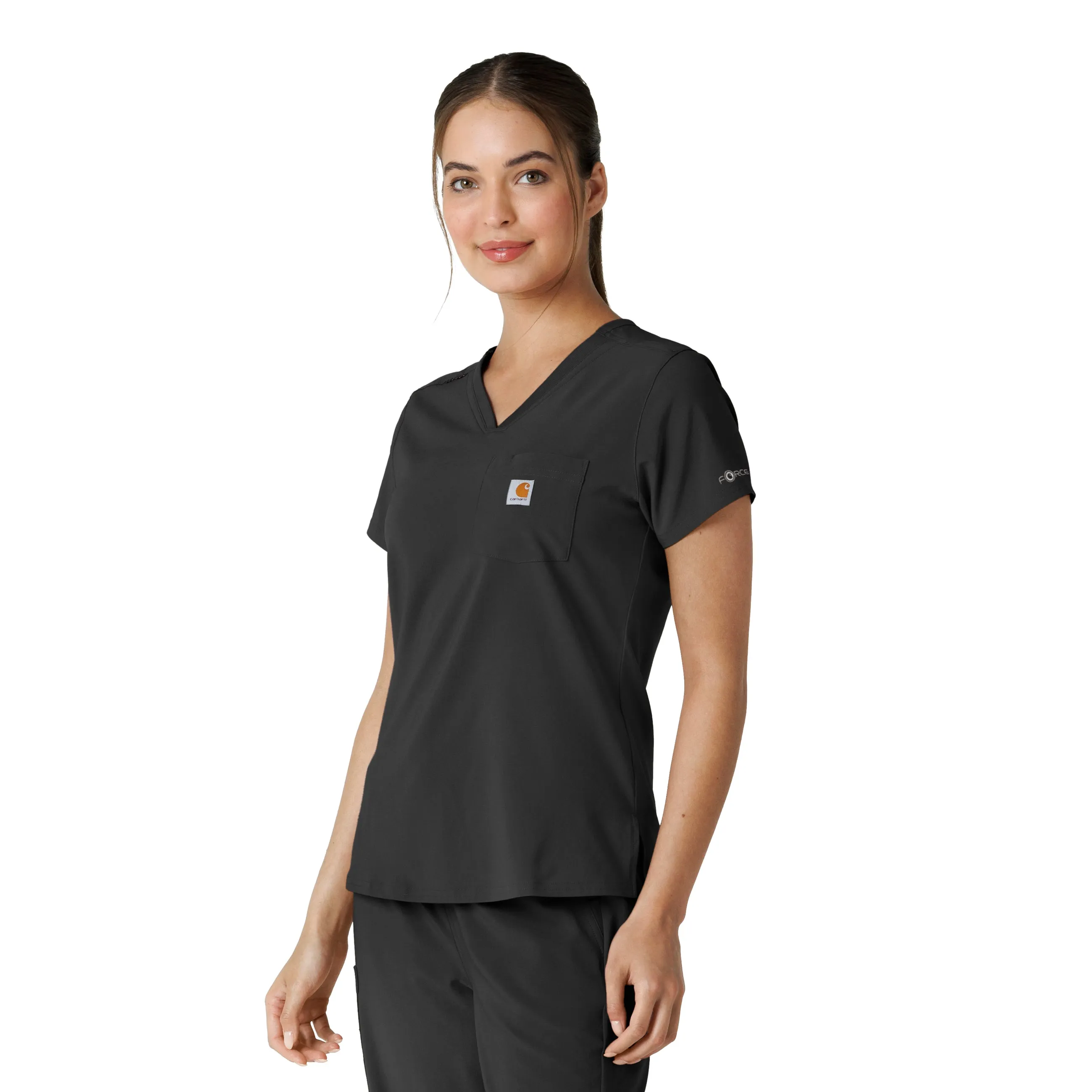 Carhartt Force Cross-Flex Women's Tuck-In Scrub Top - Black