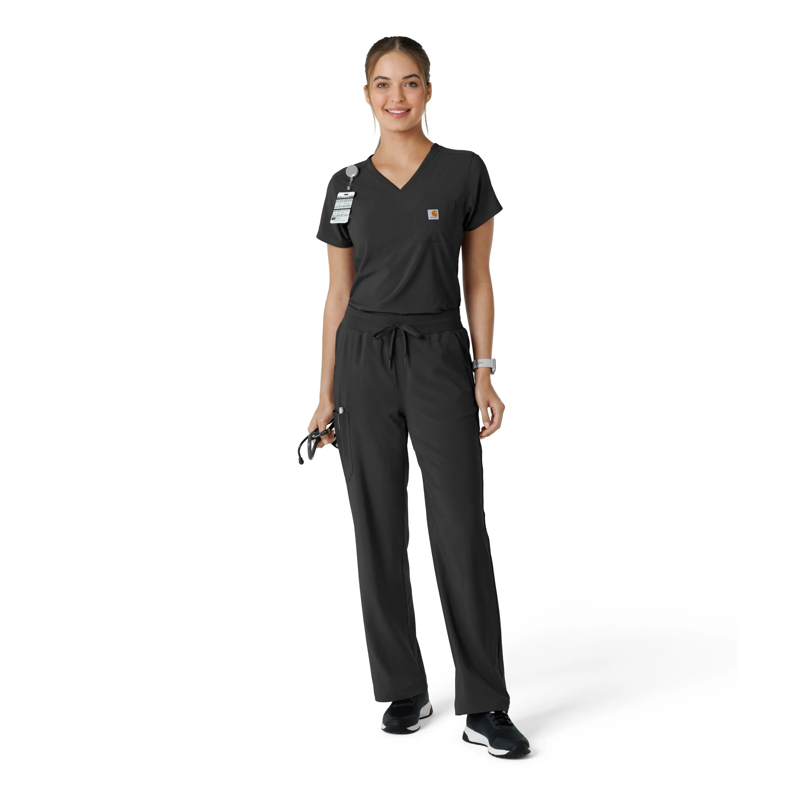 Carhartt Force Cross-Flex Women's Tuck-In Scrub Top - Black