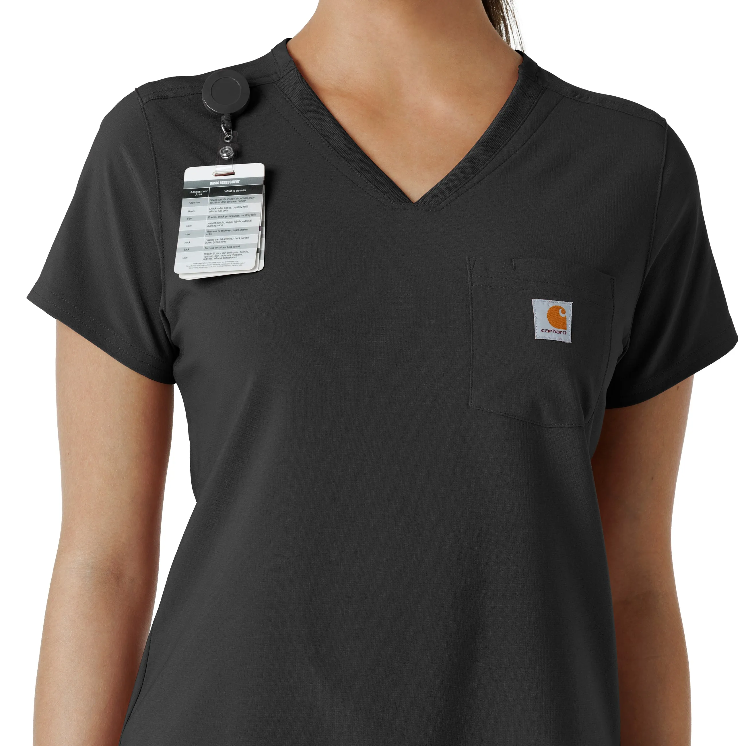 Carhartt Force Cross-Flex Women's Tuck-In Scrub Top - Black