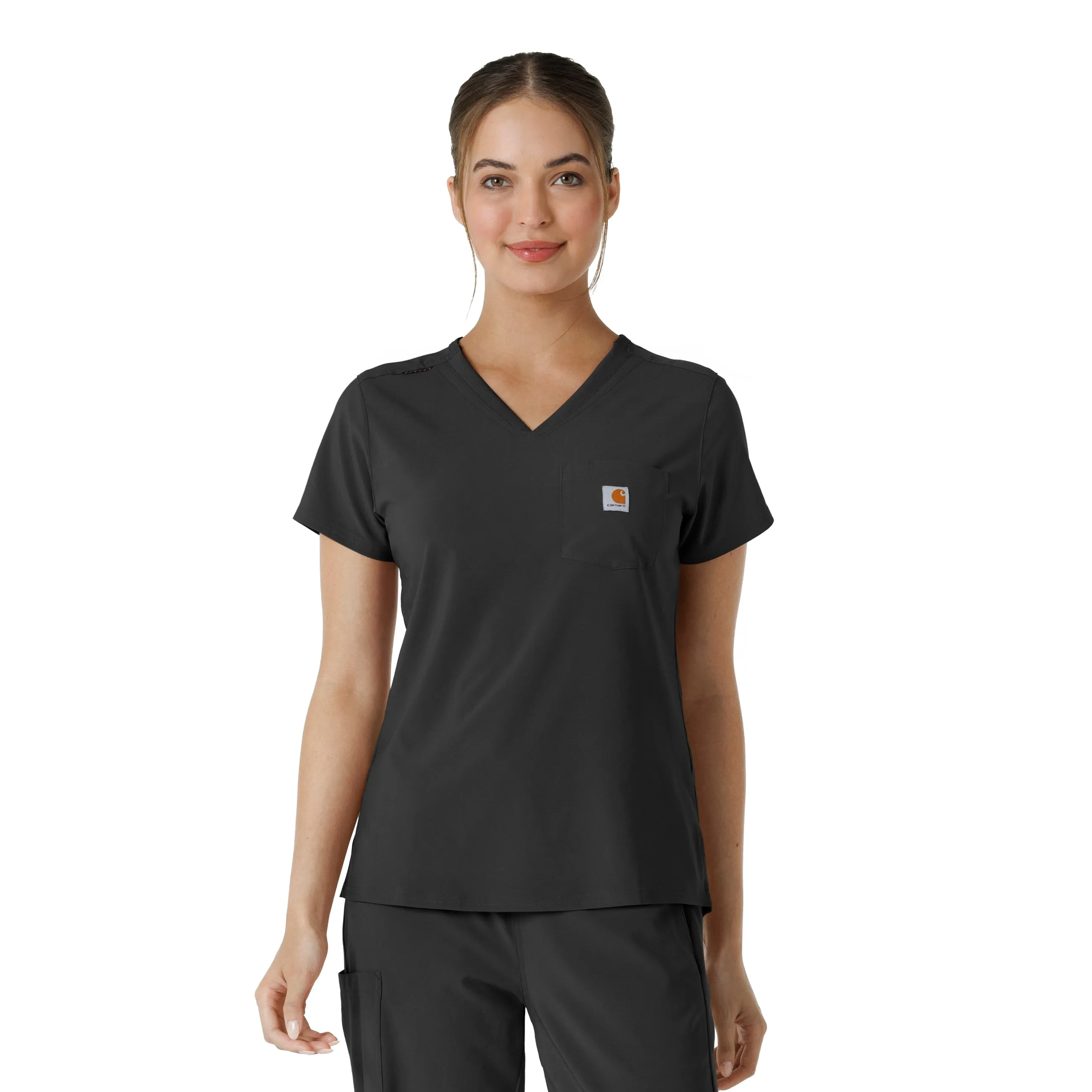 Carhartt Force Cross-Flex Women's Tuck-In Scrub Top - Black