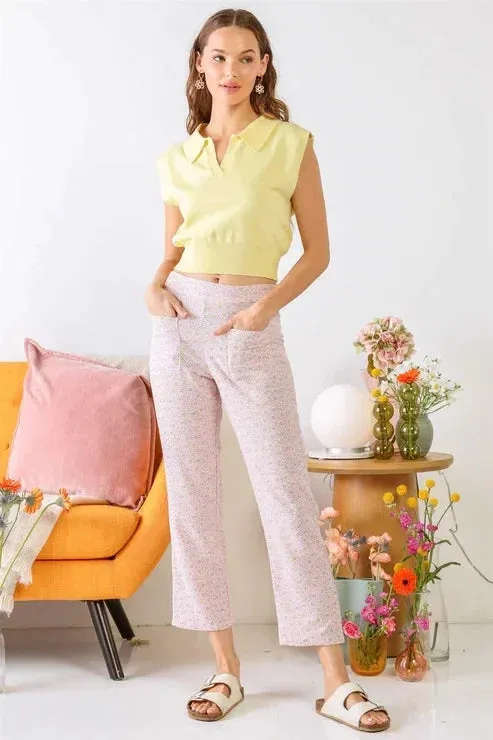 CHAMOMILE PRINT TWO POCKET HIGH WAIST PANTS