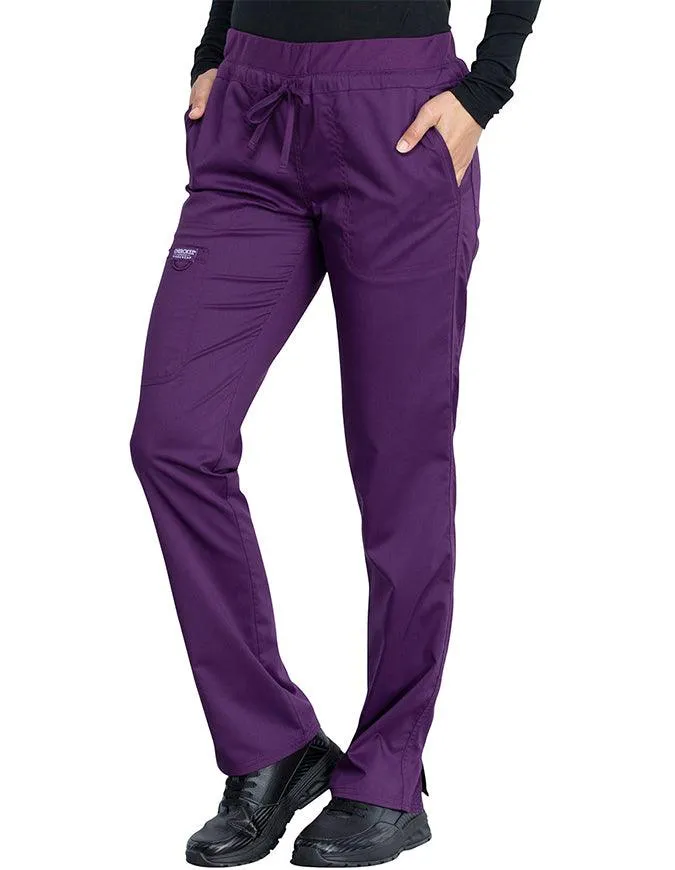 Cherokee Workwear Revolution Women's Mid Rise Tapered Leg Drawstring Petite Pant