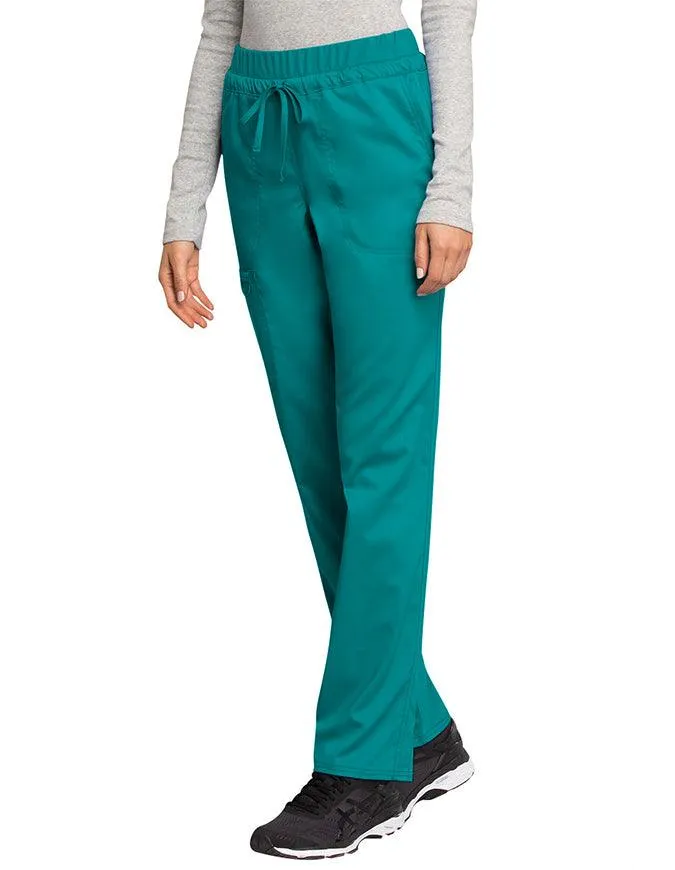 Cherokee Workwear Revolution Women's Mid Rise Tapered Leg Drawstring Petite Pant