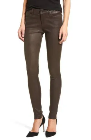 Classic Brown Leather Women's Pants WP04