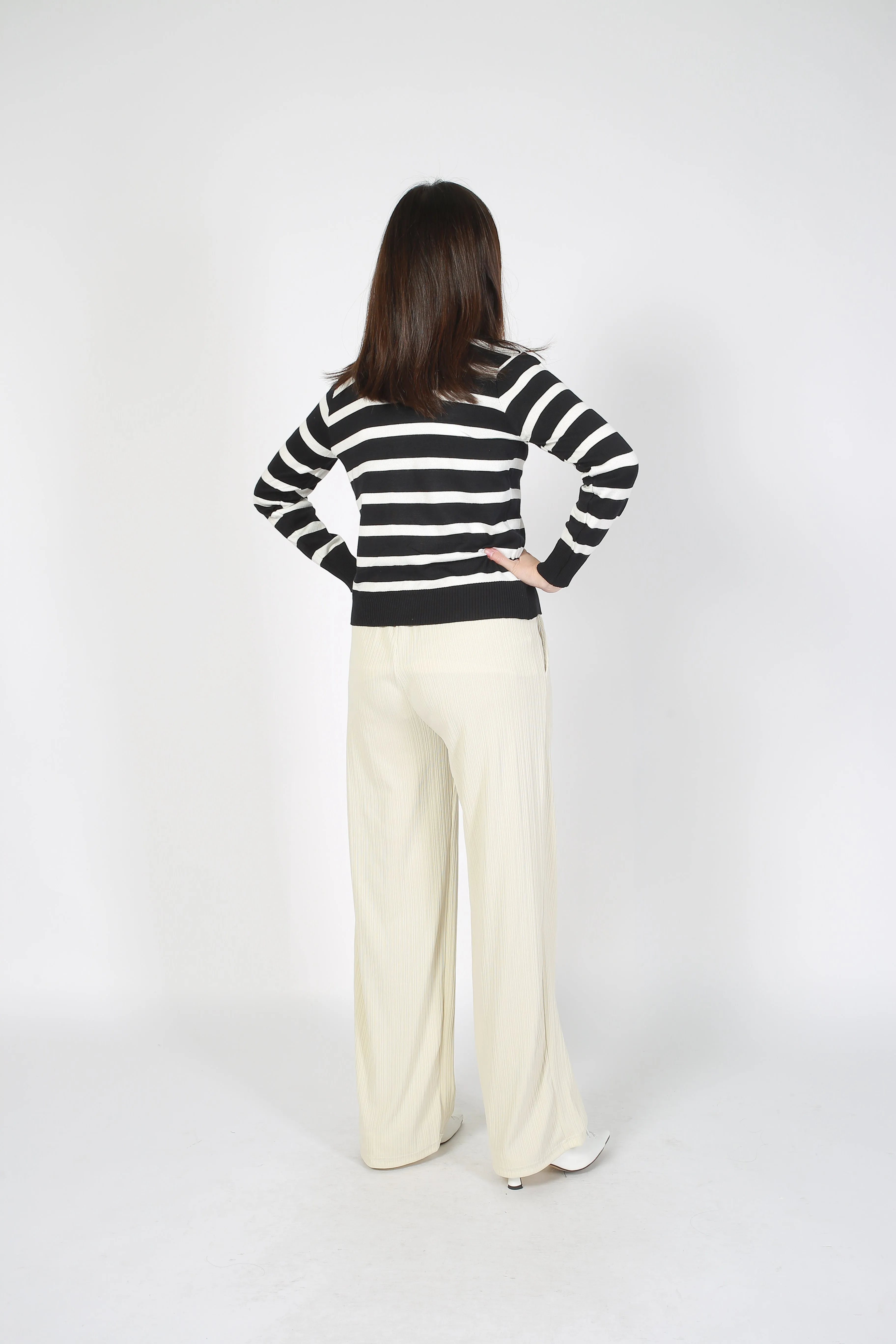 Comfy Ribbed Drape Pants Ivory