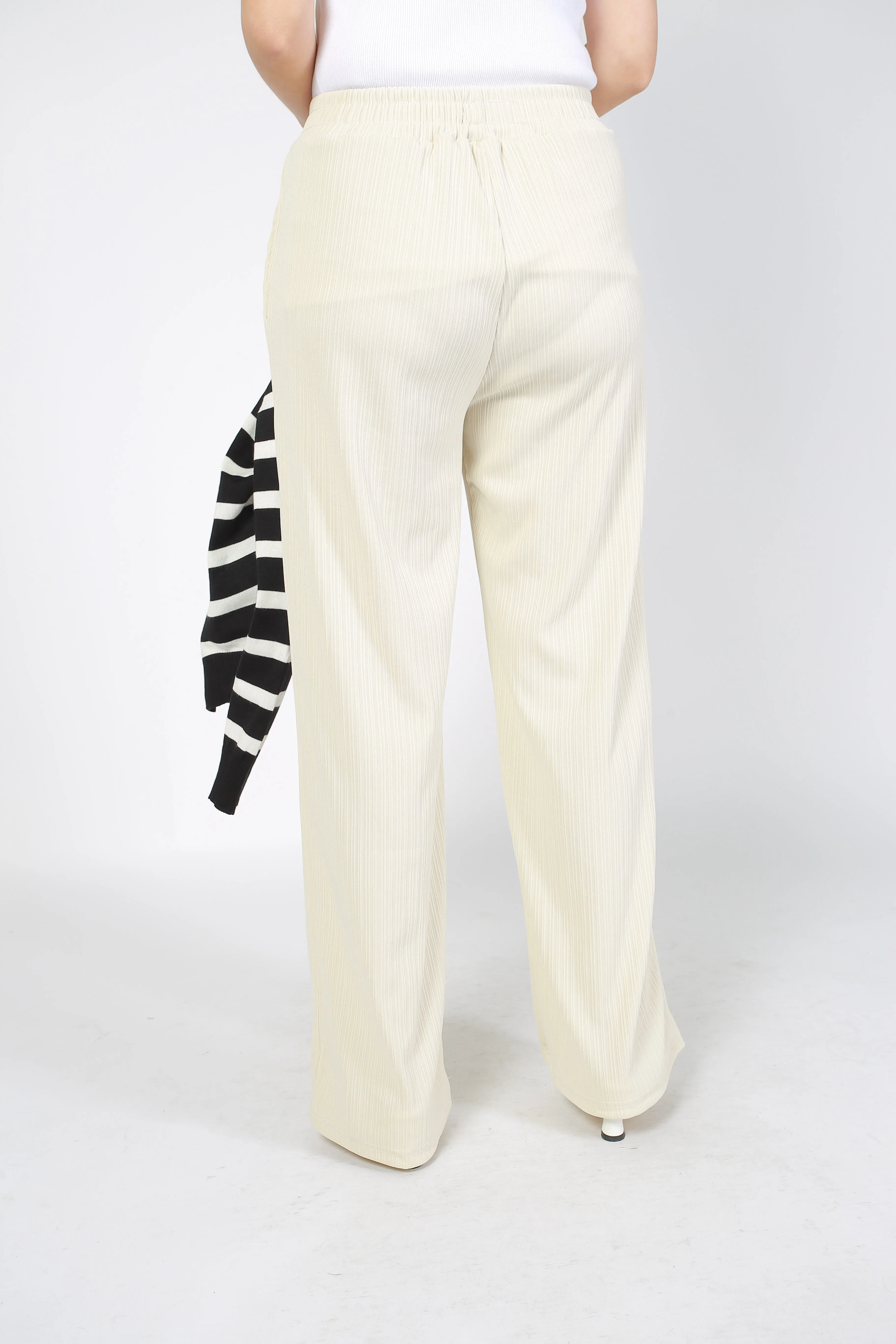 Comfy Ribbed Drape Pants Ivory