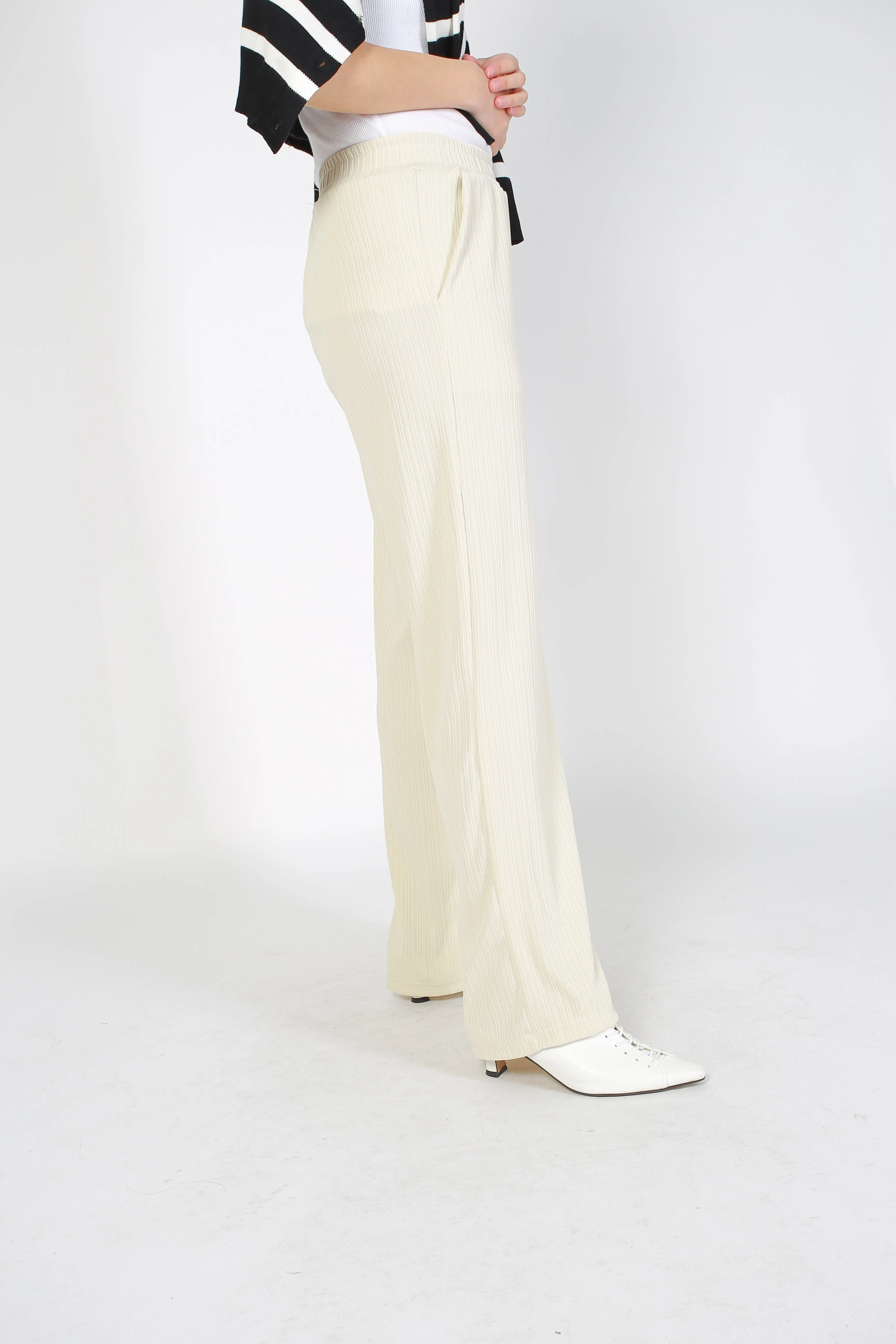 Comfy Ribbed Drape Pants Ivory