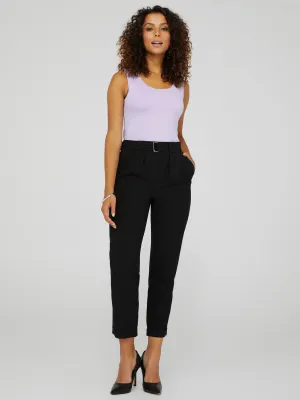 Cuffed Pull-On Pants With Belt