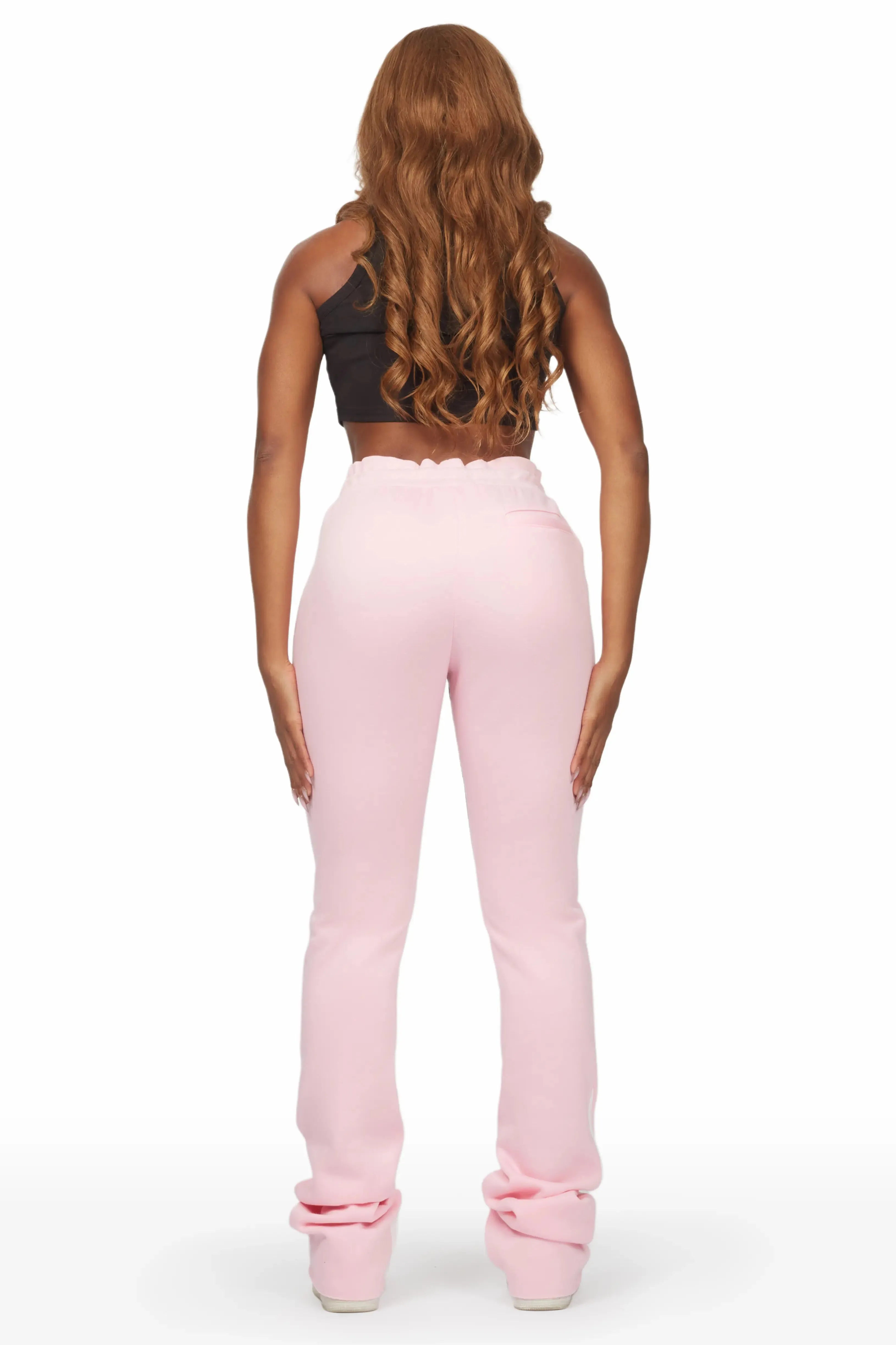 Emery Pink Stacked Flare Track Pant