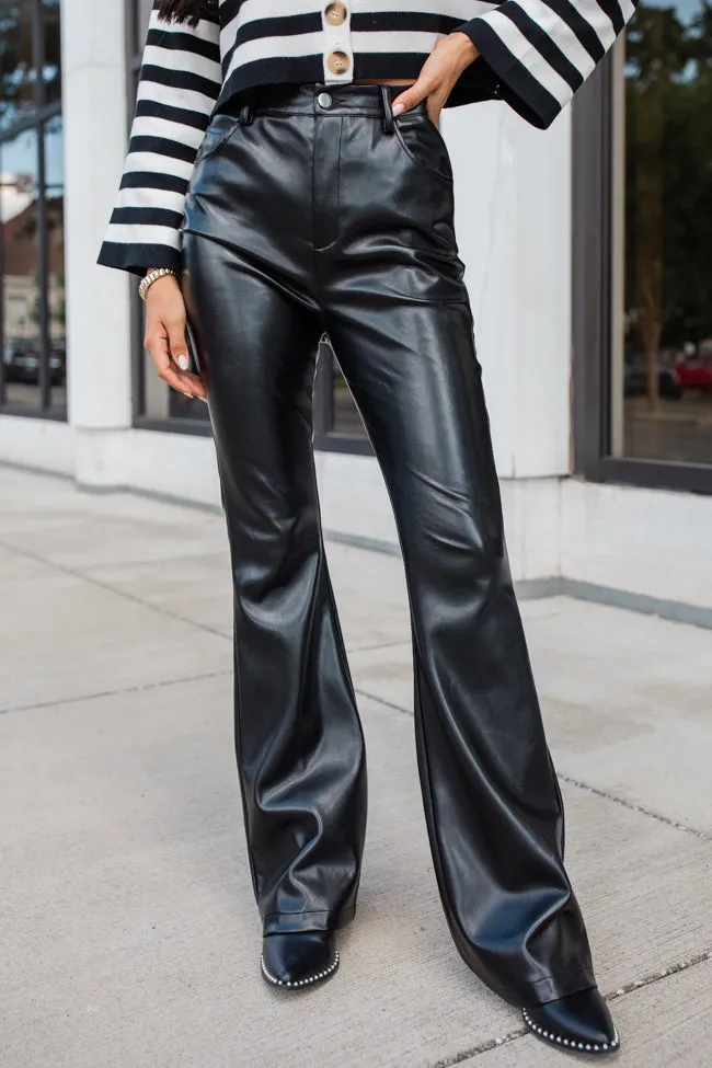 Forevermore Black Faux Leather Flare Pants FINAL SALE