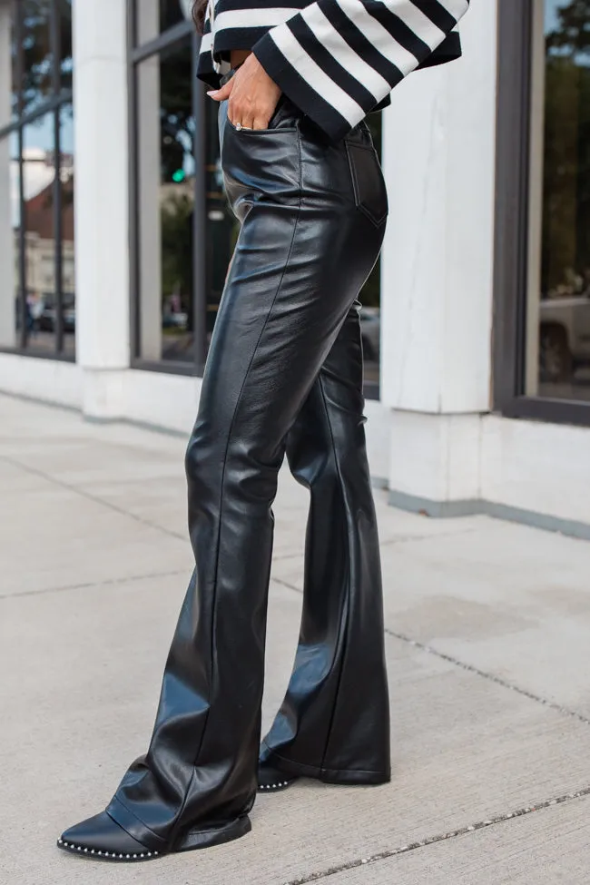 Forevermore Black Faux Leather Flare Pants FINAL SALE