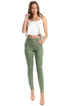 Green Jacquard Skinny Pants