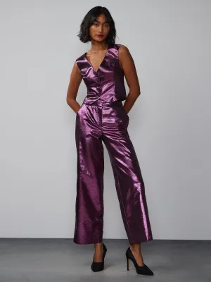 High Rise Metallic Accent Pant