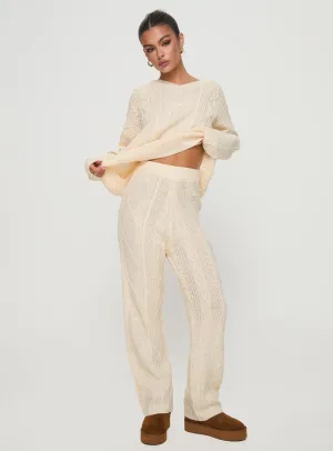 Homey Cable Knit Pants Cream