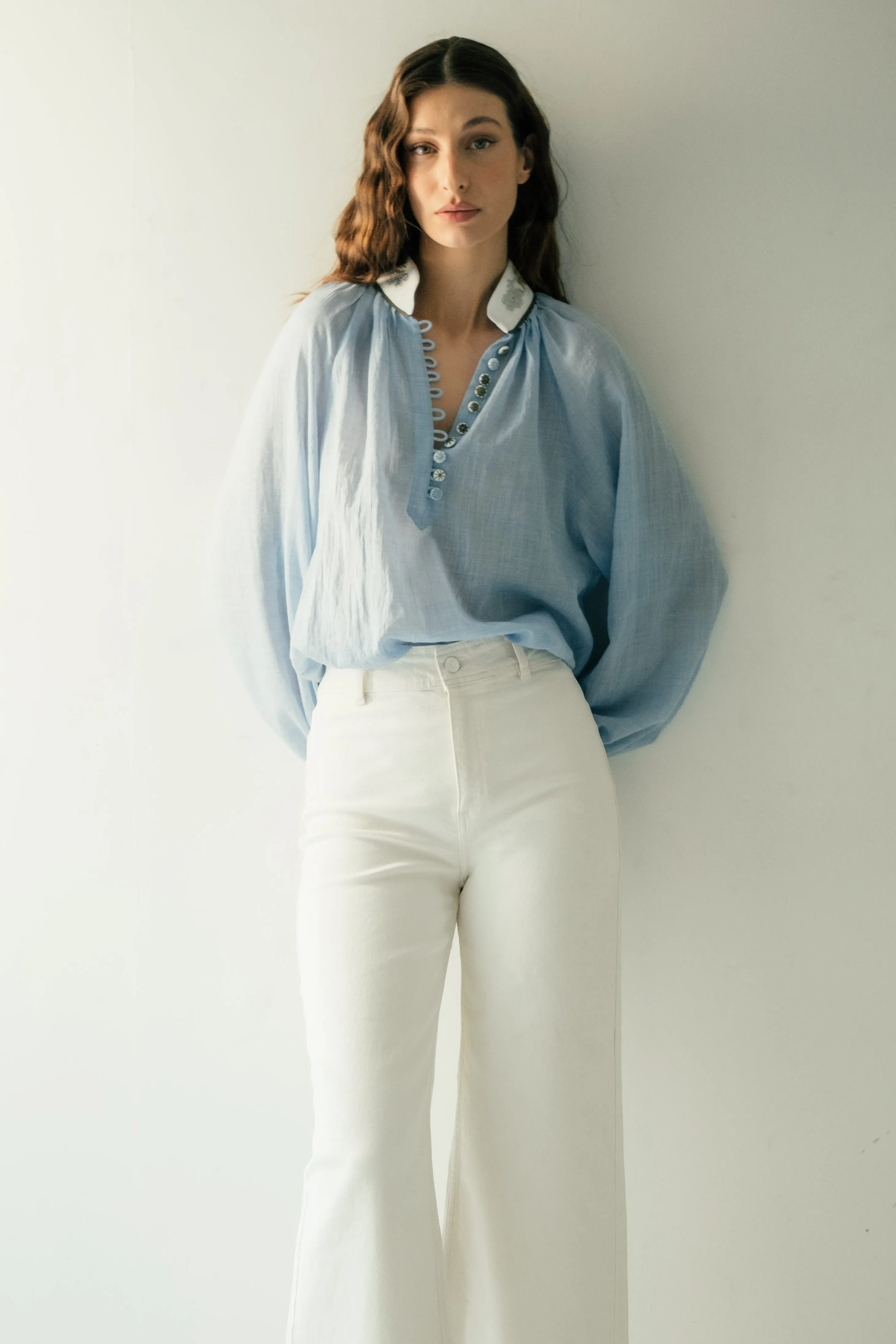 Ivy Blouse - Blue and White by RosewaterHouse