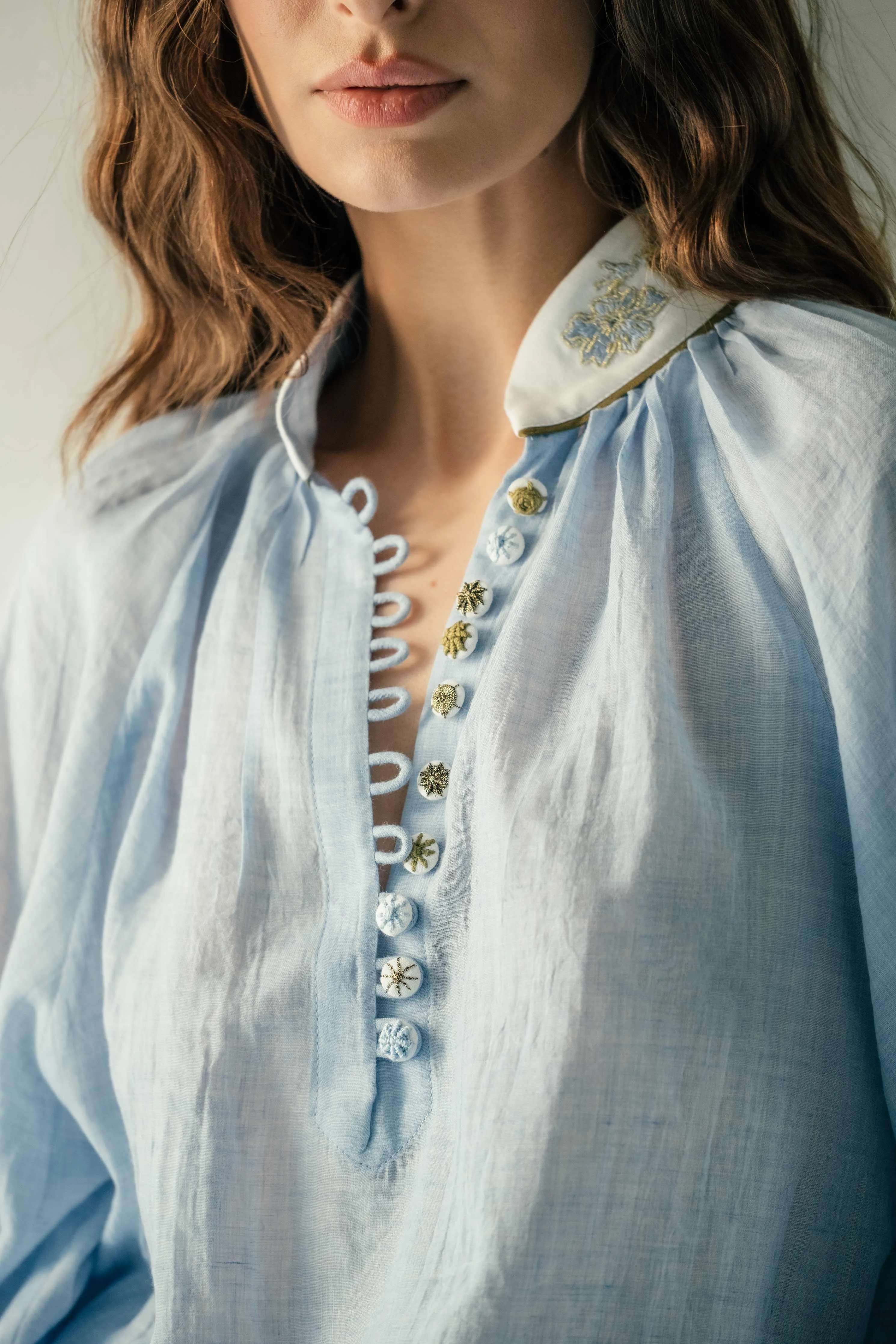 Ivy Blouse - Blue and White by RosewaterHouse