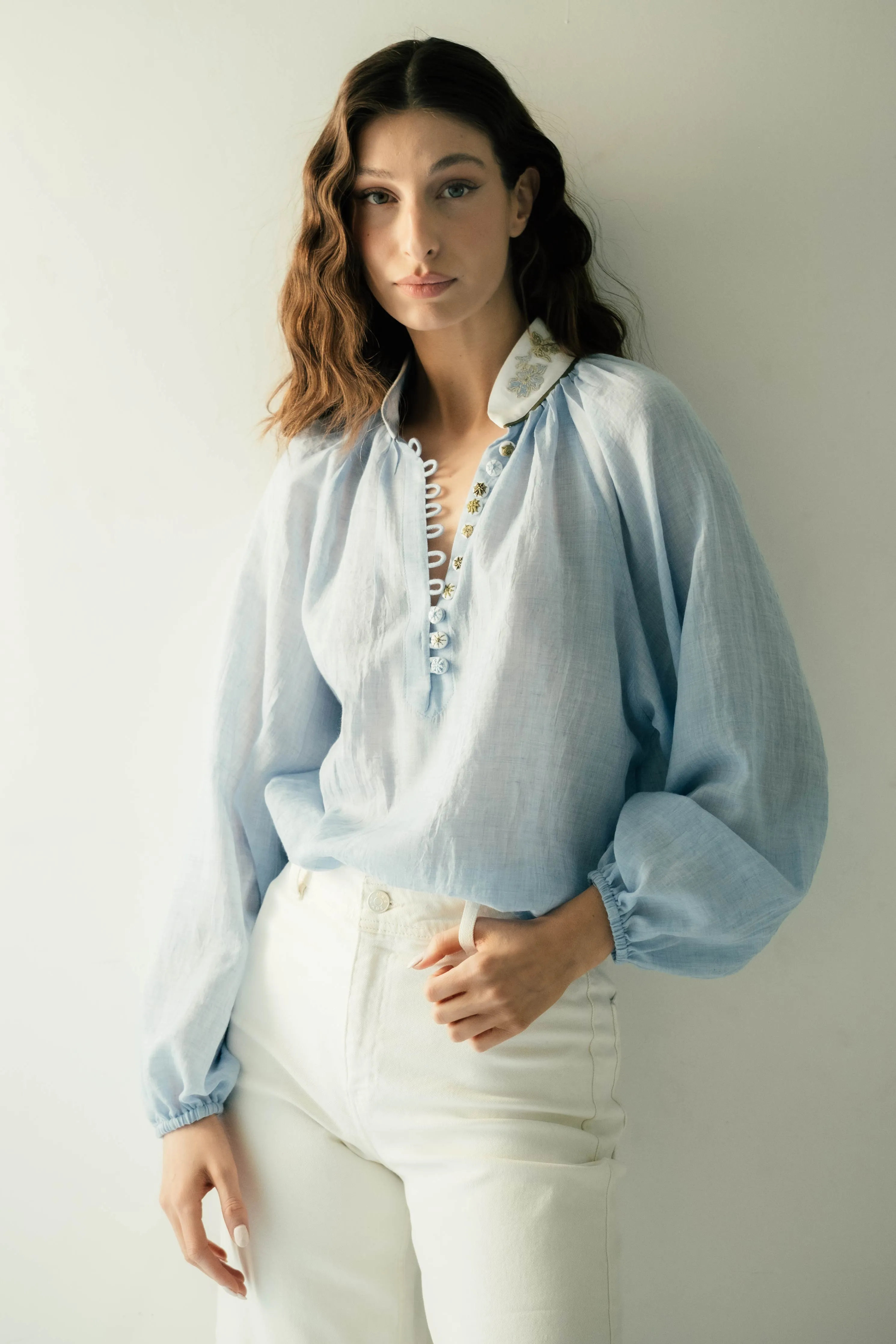 Ivy Blouse - Blue and White by RosewaterHouse