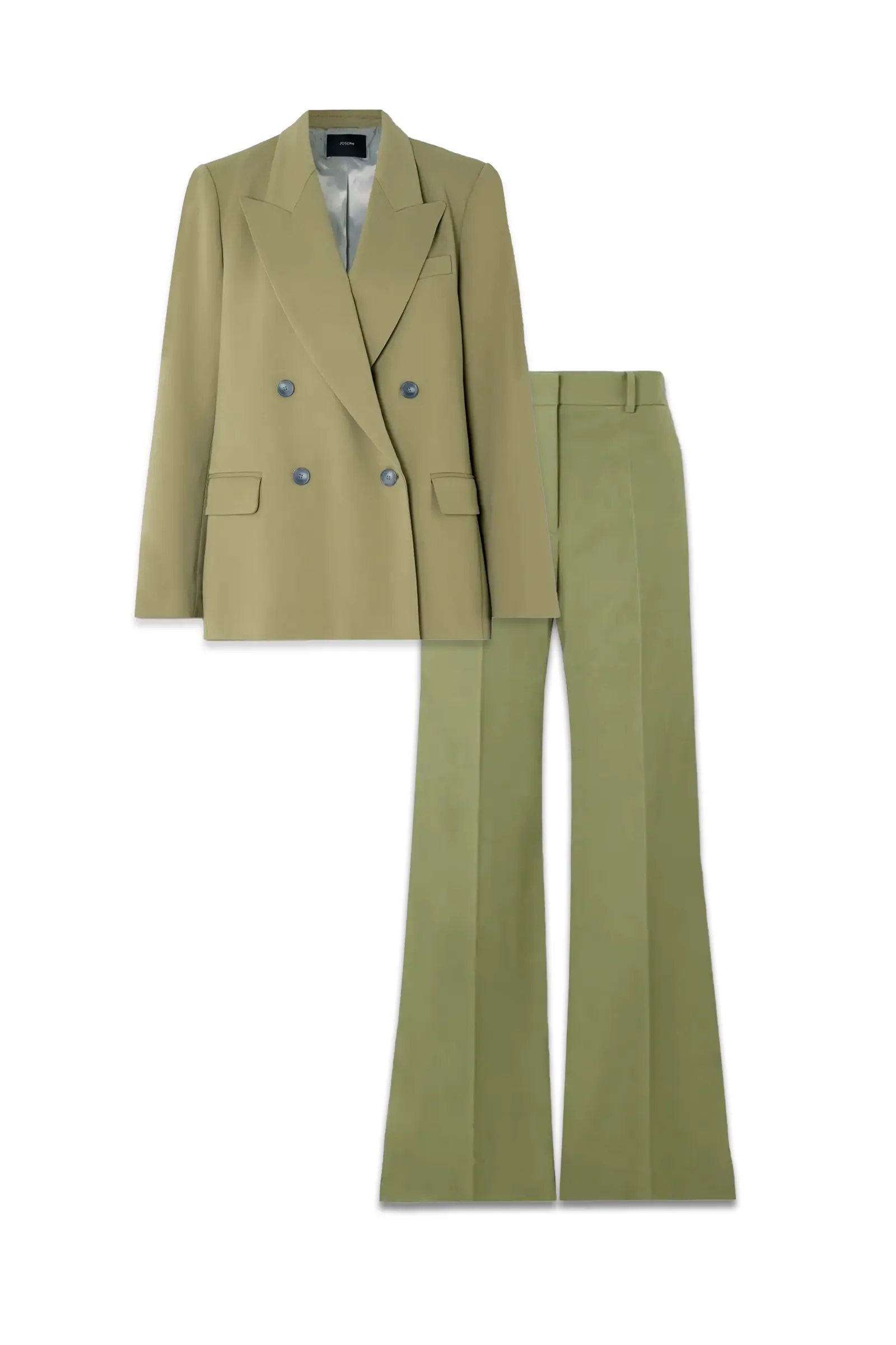 Jaden Double-Breasted Cady Blazer and Tafira Twill Flared Pants