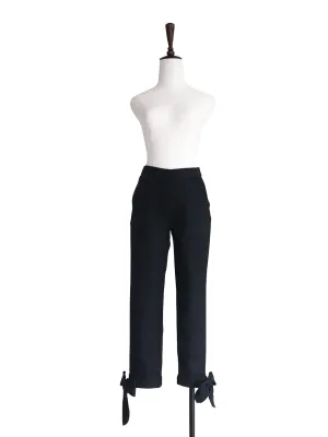 Last Chance! Black Tie Bow Detail Stretch Ankle Trousers