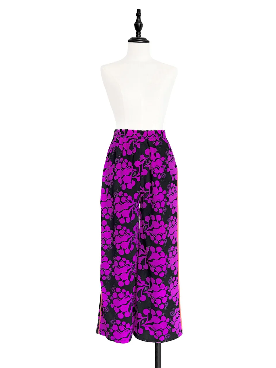 Last Chance! Fuchsia Blooming Petal Contrast Piping Silky Cropped Trousers