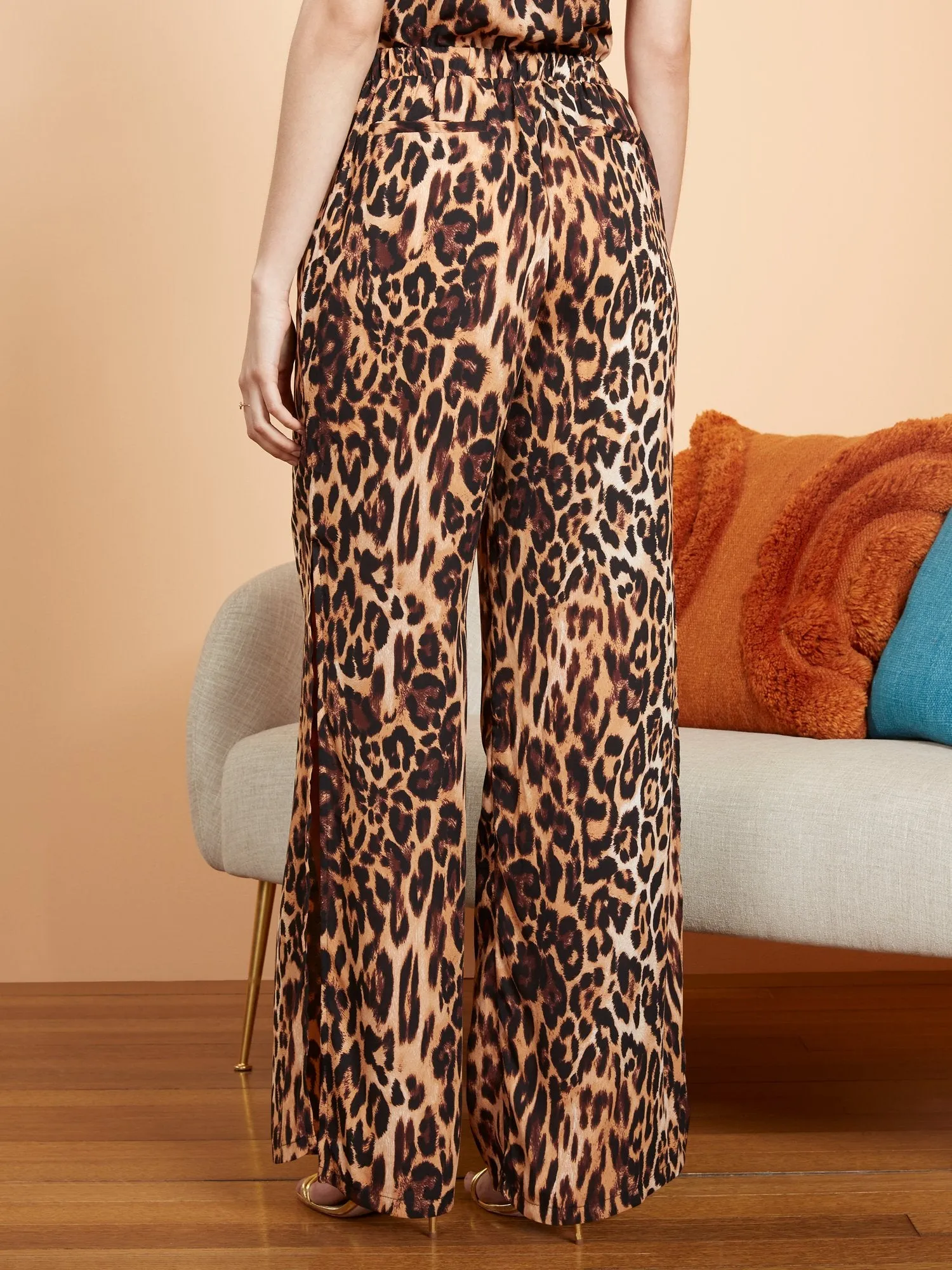 Leopard-Print Wide-Leg Pant