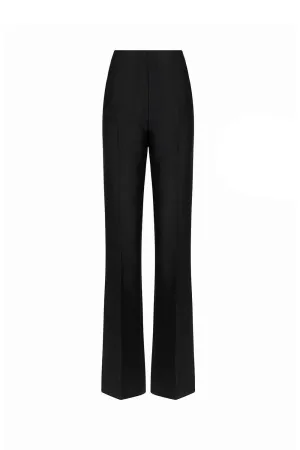 Martine Straight Ribbed Crepe Floor Length Pants