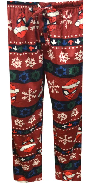 Marvel Comics Spiderman Fair Isle Christmas Silky Fleece Lounge Pants