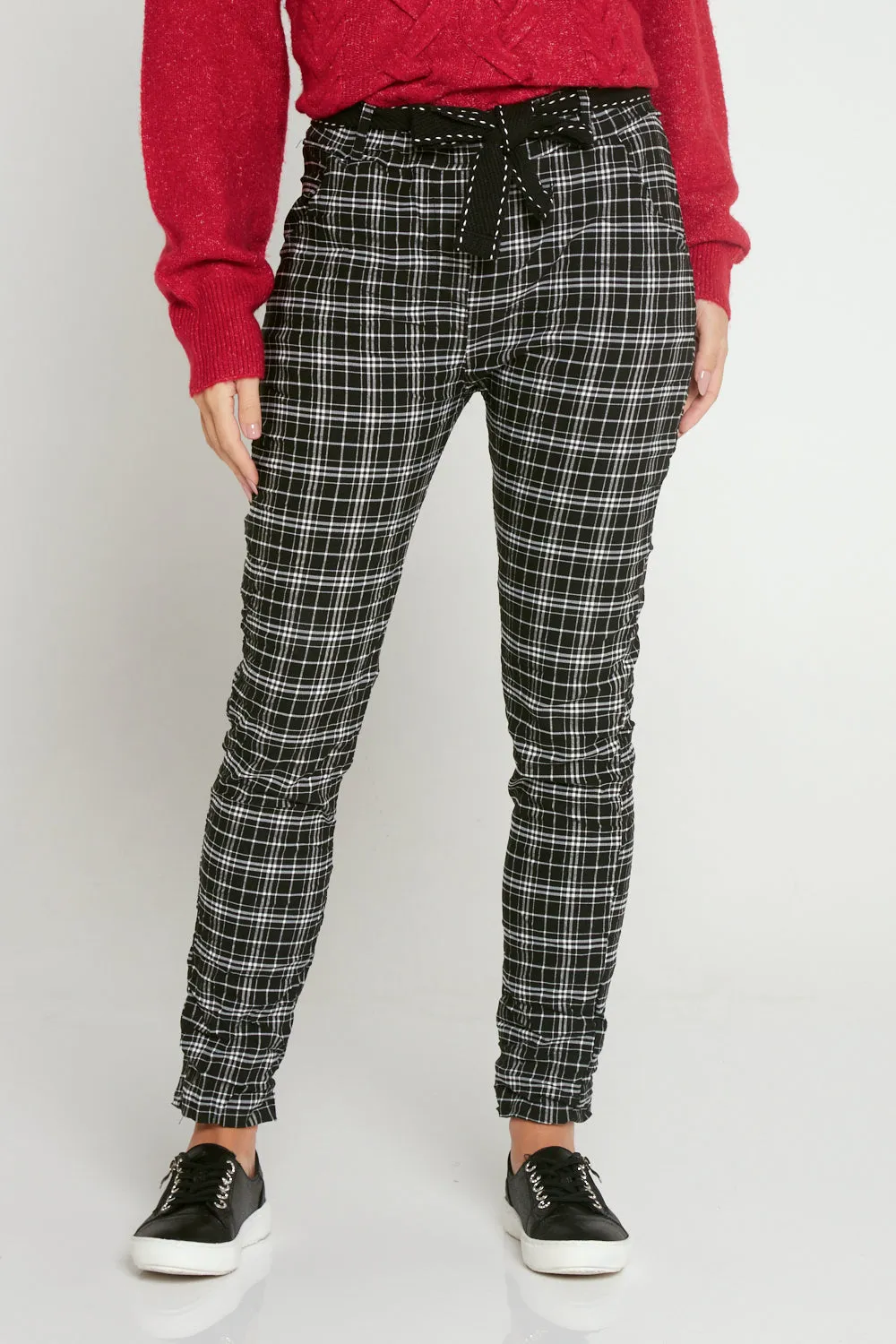 Megan Pants - Black/White Tartan