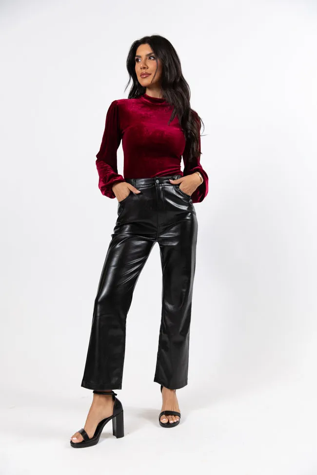 Memorable Nights Black Wide Leg Faux Leather Pants FINAL SALE