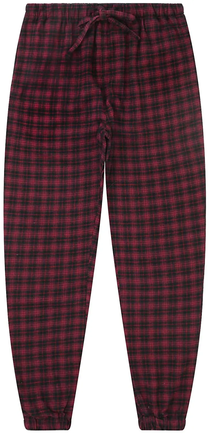 Mens 100% Cotton Flannel Jogger Lounge Pants