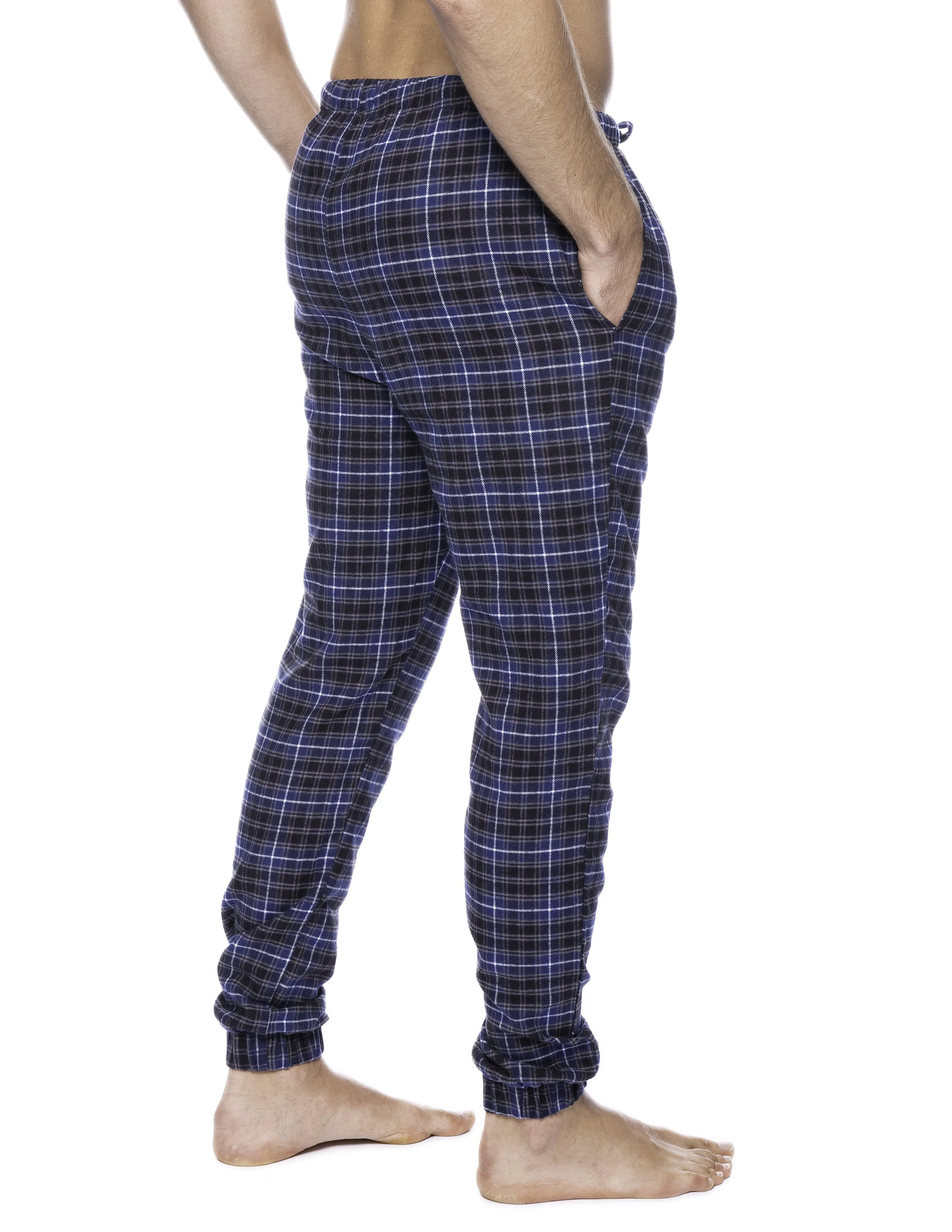 Mens 100% Cotton Flannel Jogger Lounge Pants