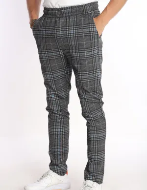 Men's Blue Glen Plaid Patterned Performance Pants