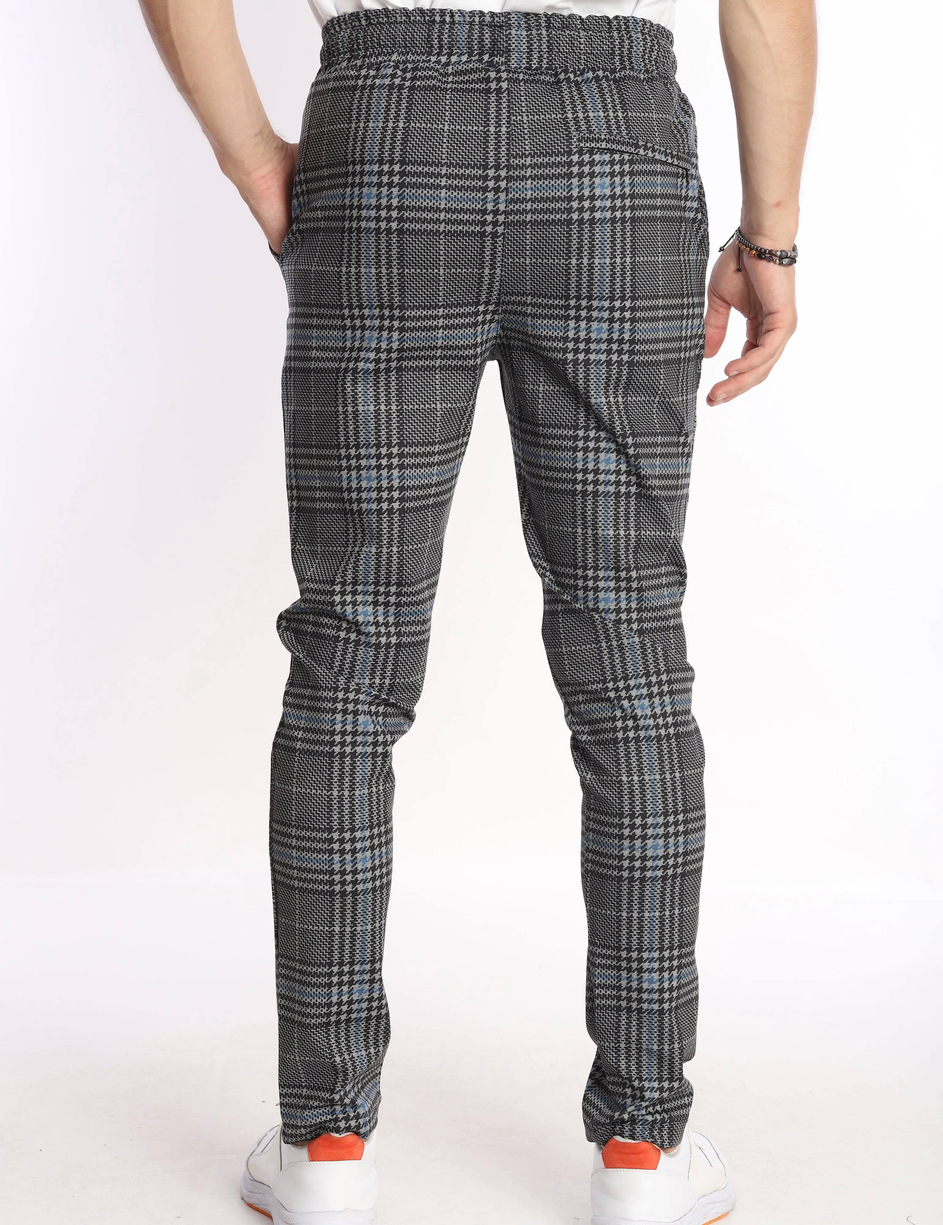 Men's Blue Glen Plaid Patterned Performance Pants